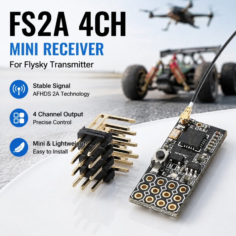 Rc Hobby Model - FS FS2A-4CH 4チャンネルPWM受信機 4CH無線RXモジュール 固定翼RC航空機 ラジコン模型