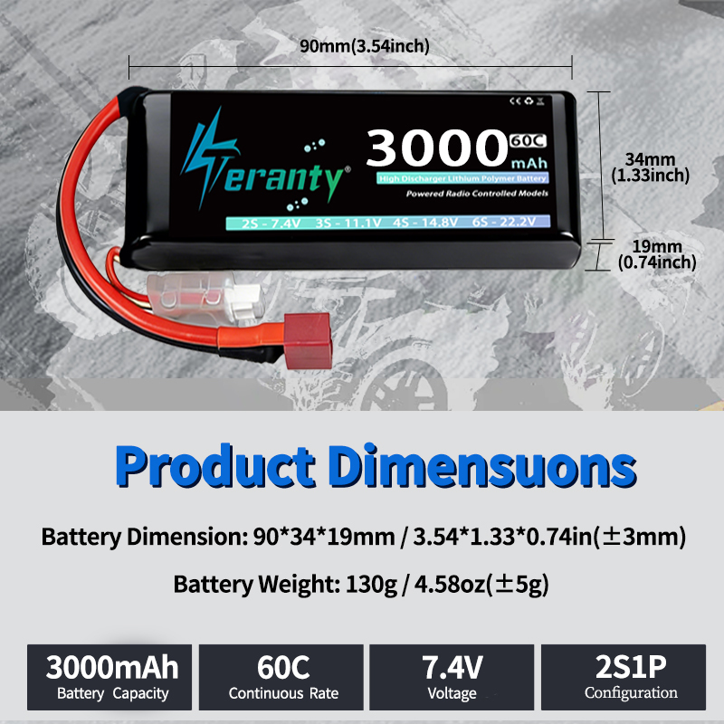 TERANTY 2S 3000mAhリポバッテリー 7.4V - Rc Hobby Model のレビューと価格