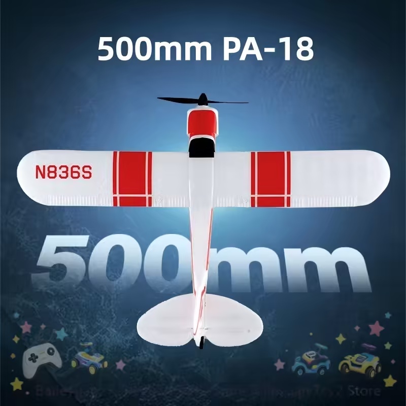 新しいブルーアローRC飛行機PA-18、翼幅500mm、電動 - Rc Hobby Experts のレビューと価格