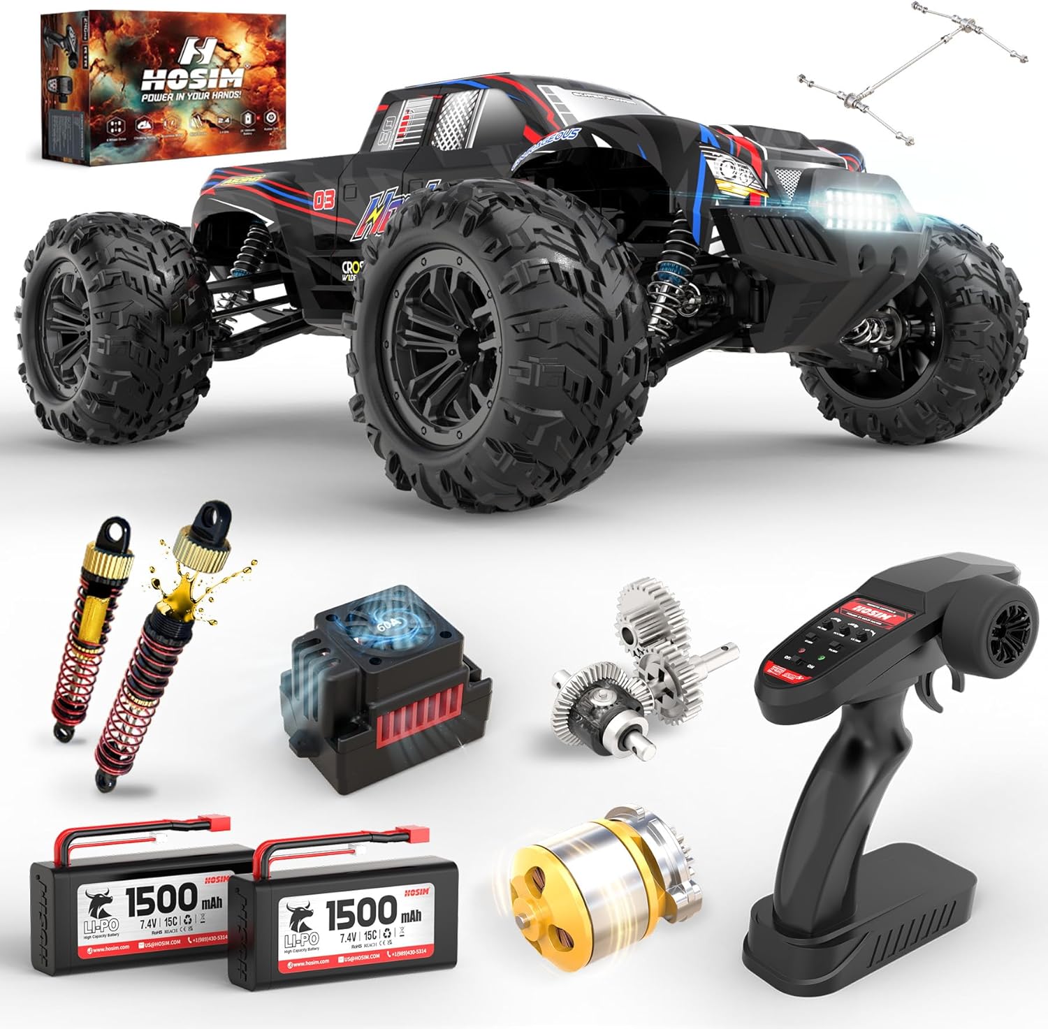 60+ km/h ブラシレスRCモンスタートラック 4WD  - Rc Hobby Grade Monster Truck のレビューと価格